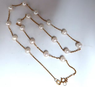 Fresh Water Pearls Yard Necklace 14Kt Gold