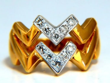 .20ct Double Chevron Diamonds Ring 14 Karat V Band