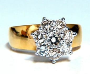 1.04ct Natural Diamonds Floating Cluster on Band Ring 14kt Vintage