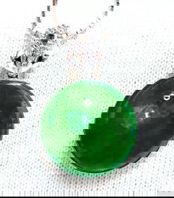 GIA Certified Natural Green Jade Necklace 18Kt