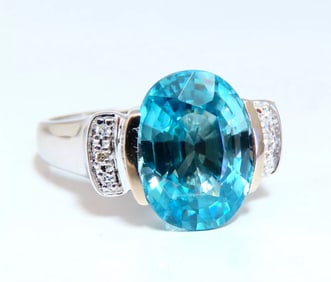 5.65ct Natural Indigo Blue zircon Diamonds Ring 14kt