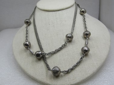 Vintage Double Strand Chunky Beaded Necklace, 34", 1960's-1970's