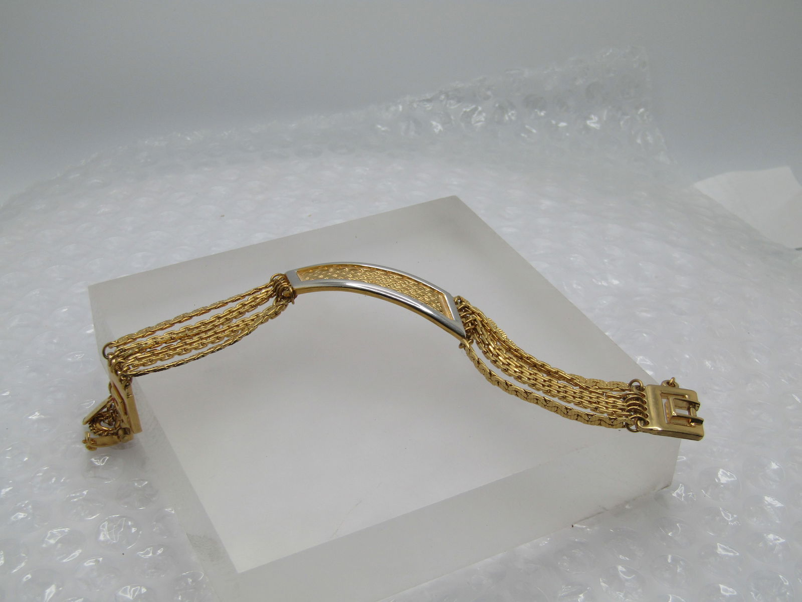 Vintage 6 Strand Monet Bracelet,  7", Safety Chain, 1960's-1970's (1 of 7)