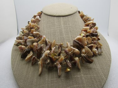 Vintage Four Strand MOP Shell Necklace, Japan, 16", 1950's