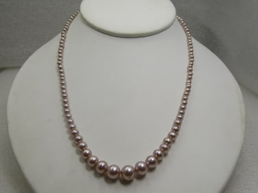 Vintage Graduated Faux Pearl Necklace, 17.5" Mid-Century