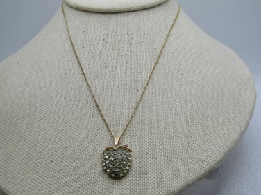 Vintage Trifari Strawberry Rhinestone Necklace, 16", 1960's