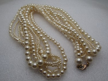Vintage Faux Pearl Multi-Strand Necklace, 26", 1980's
