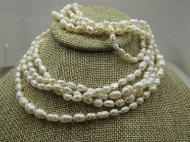 Freshwater Knotted Pearl Necklace, 96"