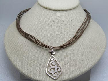 Vintage Multi-Strand Sterling Scrolled Necklace, Gold/Silver Tone, 20", 1990's.