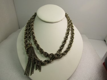Vintage Heavy Tassel Necklace, 42" Loop Design, 1960's