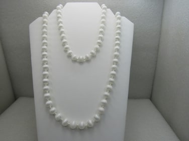 Vintage White Beaded Necklace, Choker, Clip Earrings Set, Sarah Coventry