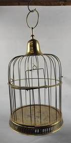 Antique Brass Birdcage Table Top Style Hanging Ring Vintage French Bird Feeder Tray (1 of 8)