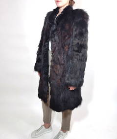 BLACK & BROWN FOX FUR COAT EU: XL; US: 20 (1 of 9)