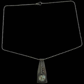 Estate Artisan Handmade Sterling Silver Multi Media Pendant/ Necklace (1 of 8)