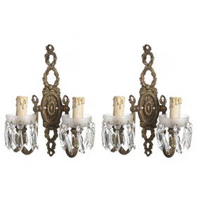 PAIR OF TWO-LIGHT WALL SCONCES (1 of 1)