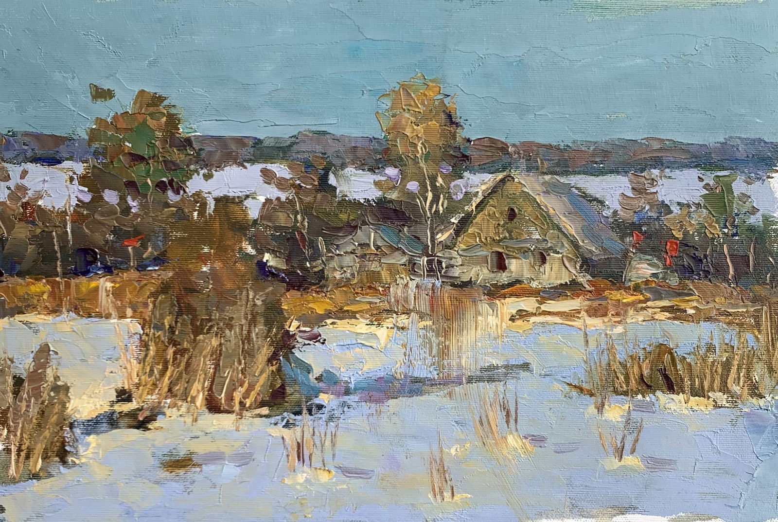 Oil painting Winter morning Sergey Ivanovich Animov (1 of 11)
