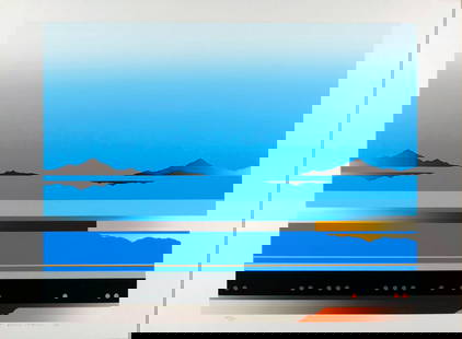 SAWADA, Tetsuro (1935-99): Abstract Blue Horizon: Artist: SAWADA, Tetsuro (1935-99) Title: Abstract Blue Horizon Series: (Limited edition, no.: # 49/50) Publisher: self-published Date: 1977 ('77' in pencil) Medium: Silkscreen Size/Format: 30 1/2" x 2