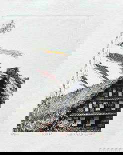 Hiroto Norikane (B. - 1948): Mt Village In May: Artist/Title: Hiroto Norikane (B. - 1948): Mt Village In May Date: 2000 Medium: Etching Edition: Limited Edition #65/100 Size/Format: The print image measures 7 1/4 X 9 7/8 inches plus margins Conditi