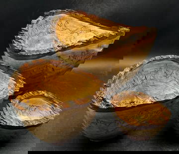Amazing Turned Burl Wood Nesting Bowls Live Edge: Title: Amazing Turned Burl Wood Nesting Bowls Live Edge Date/Period: unknown Dimension: lg 8" tall x 10.5 x 10", med 5.5 tall x 7.5" x 7", small: 3" tall x 5" x 4.5" Material: wood Additional Informat