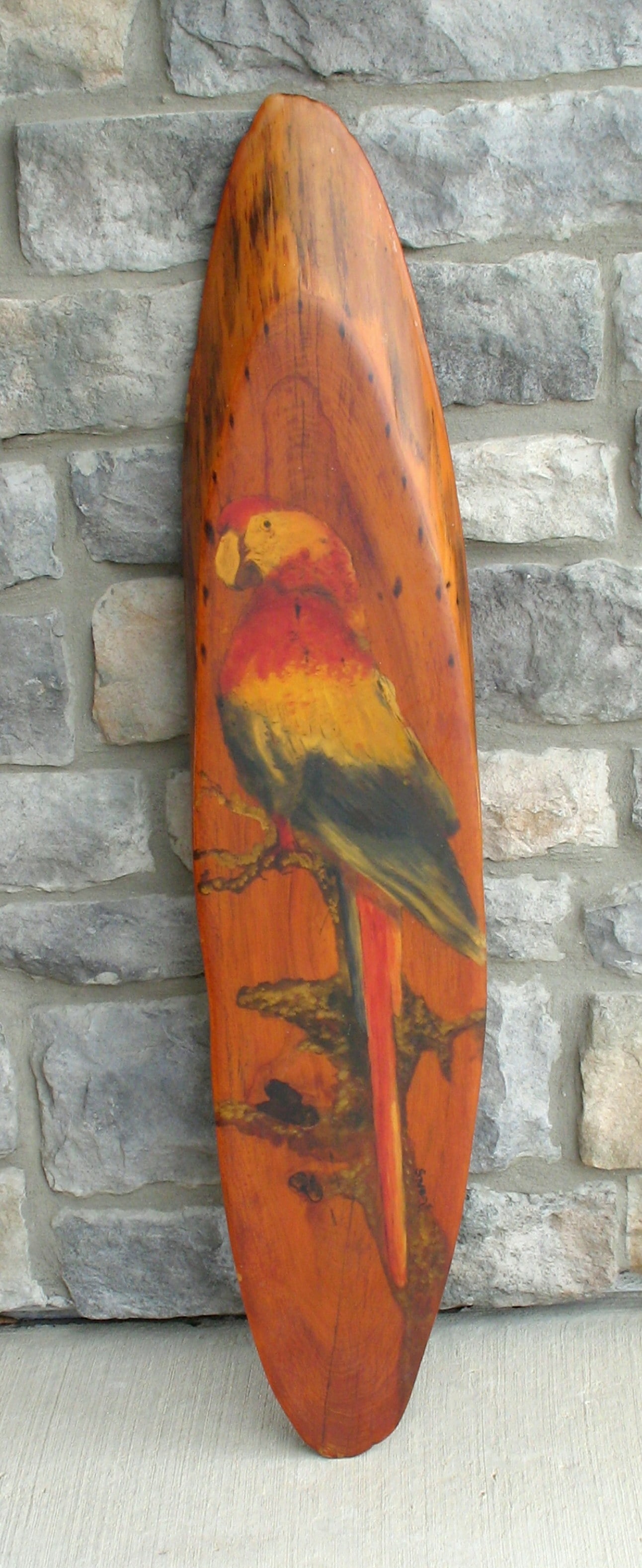 Vintage folk art Florida tourist painting of a Parrot (1 of 4)