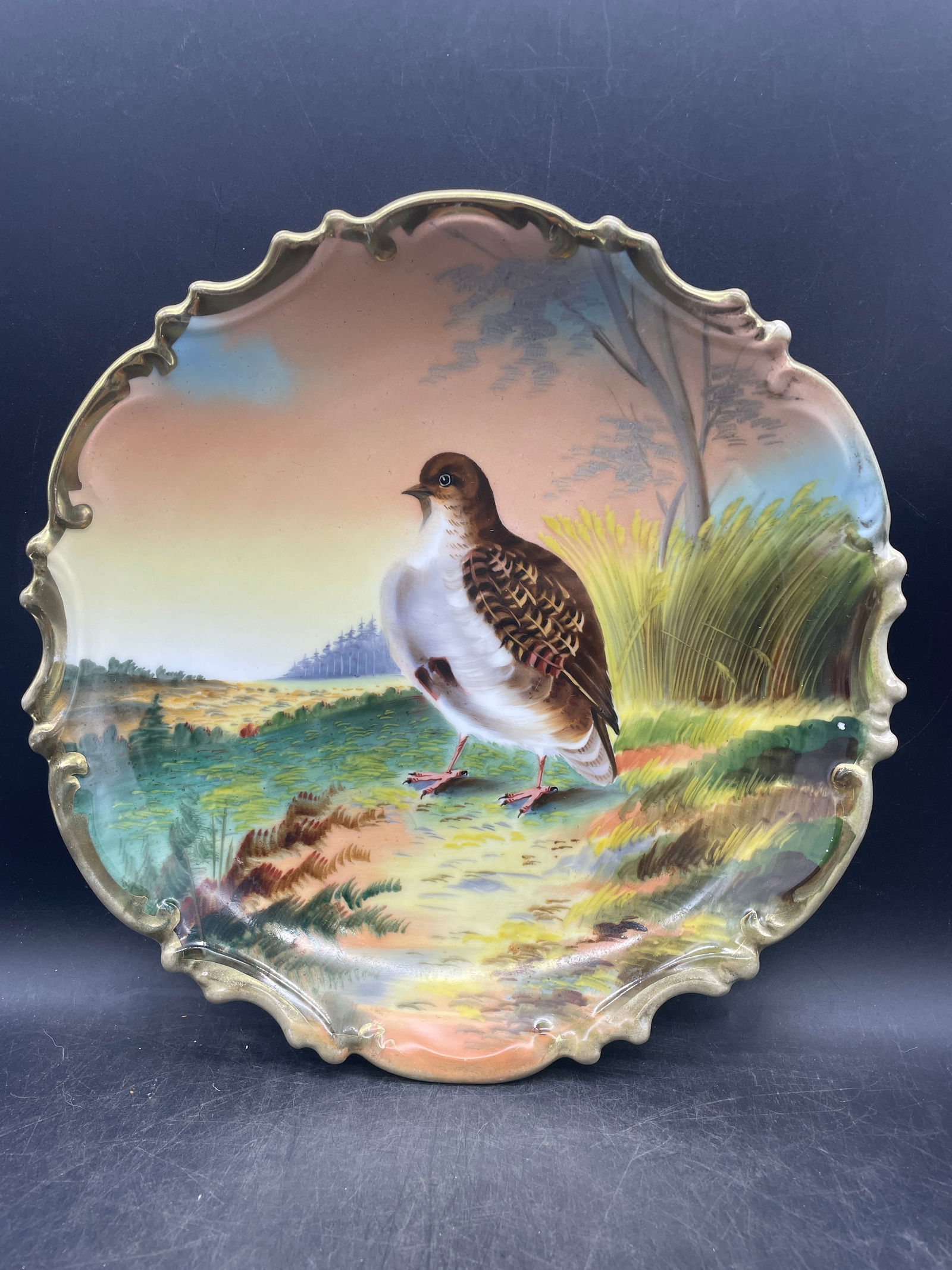 CORONET LIMOGES FRANCE 10" HAND PAINTED QUAIL PLATE SIGNED (1 of 8)