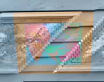 1970 oil painting on Board Swanky funky colors (1 of 3)