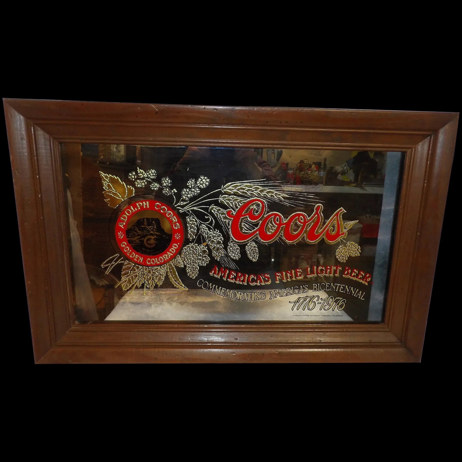 Bicentennial 1776 -1976 Coors Beer Distributor Mirror Advertising Sign (1 of 6)