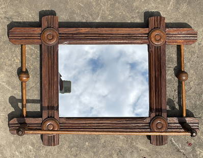 Arts and Crafts Wall Mirror Eastlake Vanity Unit: Title: Arts and Crafts Wall Mirror Eastlake Vanity Unit Date/Period: Dimension: Approx. 20.75" wide x 14"tall x 5" deep Material: wood, mirror Additional Information: Arts and Crafts Wall Mirror Eastl