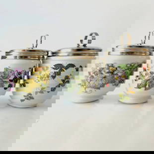 Egg Coddlers Wedgewood & Royal Worcester Set of 3: Title: Egg Coddlers Wedgewood & Royal Worcester Set of 3 Description: Wedgewood & Royal Worcester Egg Coddlers 3 1/2" Tall Set of 3. Two Fruit Worcester (Blackberry, Grapes) One Wedgewood Wild Strawbe
