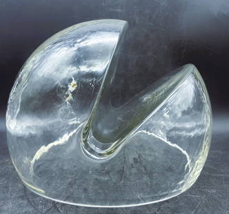 Rare 1970s Art Glass Sculpture Toni Zuccheri Mod Italy UV glow: Title: Rare 1970s Art Glass Sculpture Toni Zuccheri Mod Italy UV glow Date/Period: approx. 1970's Dimension: Approx. 7.5" tall x 9" wide Material: glass Additional Information: Rare 1970s Art Glass Sc