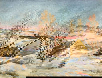 Gouache painting Winter has come Cherkas A.G.: 714 *** ABOUT THIS PAINTING *** * TITLE: "Winter has come" * ARTISTS: Cherkas A.G. * SIZE: 40x53 cm/'15.74x20.86 inches' * MEDIUM: gouache, paper * HAND PAINTED: Original painting from our collection
