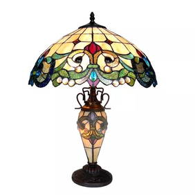 24 1/2" Stained Glass Lighted Base Table Lamp (1 of 2)