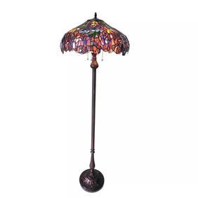 64" Wisteria Stained Glass Pull Chain Floor Lamp (1 of 5)
