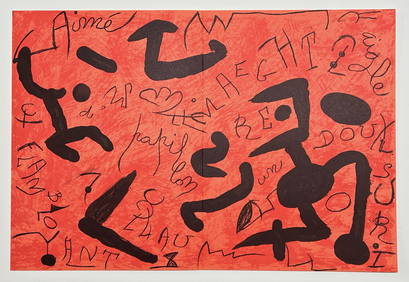 Joan Miro original lithograph Homage to Aime Maeght, 1982 (1 of 1)