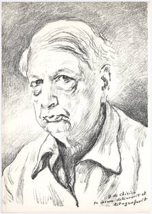 Giorgio de Chirico original lithograph "Self Portrait": Medium: original lithograph. Published in Milan in 1969 by Alfonso Ciranna and printed on quality wove paper. Size: 14 x 10 inches (360 x 255 mm). A soulful self-portrait by Surrealist artist Giorgio