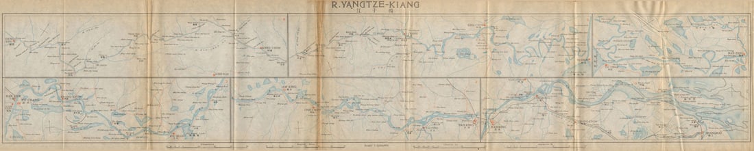 Yangtze-kiang'. Yangtze river antique map. Shanghai Wuhan Nanjing. China 1915 (1 of 1)