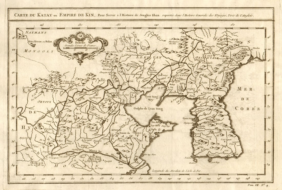 Carte du Katay ou Empire de Kin'. Cathay. Northern China Korea. BELLIN 1749 map (1 of 1)