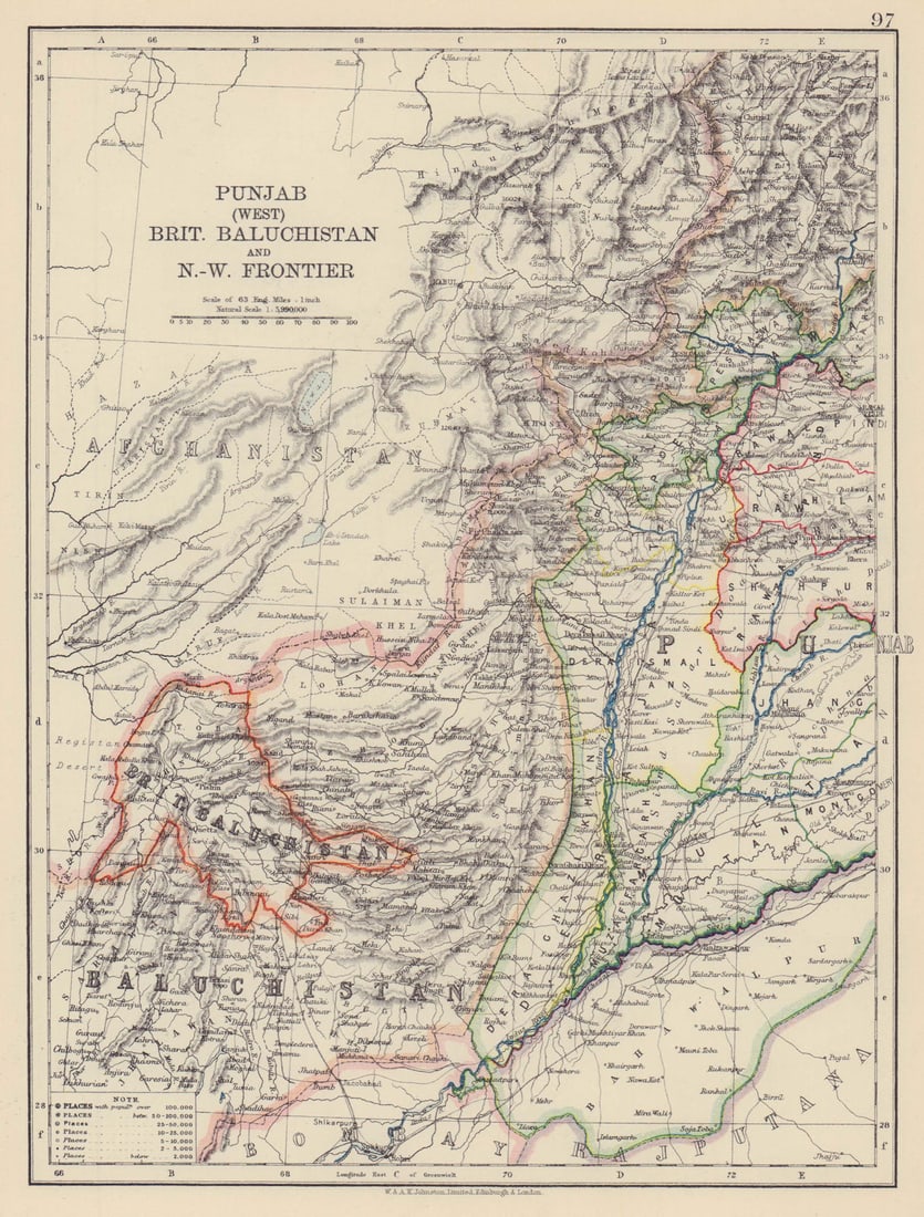 BRITISH INDIA NW. Punjab Baluchistan NW Frontier. Pakistan. Railways 1901 map (1 of 1)