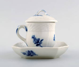 Royal Copenhagen Blue Flower braided, cream cup with square saucer. (1 of 5)
