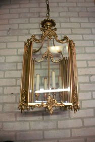 Vintage French Doré Gilt Bronze Louis XV Style Foyer Lantern