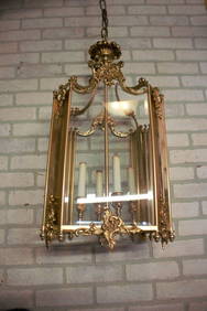 Vintage French Doré Gilt Bronze Louis XV Style Foyer Lantern (1 of 10)