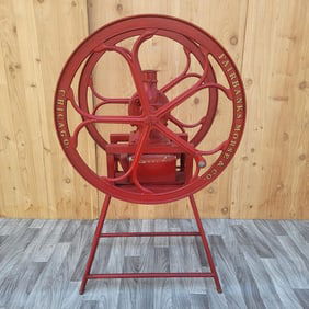 Antique Red Cast Iron Fairbanks Morse and Co Chicago Double Wheel Coffee Mill Grinder