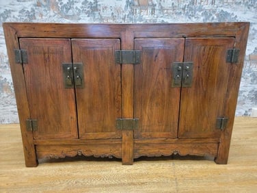Antique Shanxi Province Elmwood with Natural Patina and Lacquer Chest