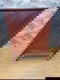 Antique Shanxi Province Elmwood Red Lacquer Cabinet