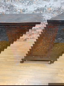 Antique Shanxi Province Elmwood Lacquered Cabinet