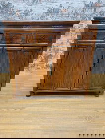 Antique Shanxi Province Elmwood End Table/Cabinet