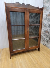 Vintage Thai British Colonial Teak and Glass Display Cabinet