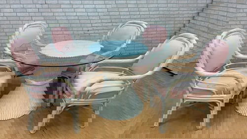 Mid Century Modern McGuire Cane Indoor/Outdoor - 6 Piece Dining Set