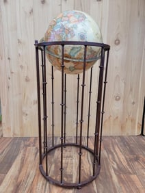 Mid Century Replogle Globe on Metal Floor Stand