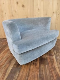 Mid Century Modern Barrel Back Tub Chair by Henredon Newly Upholstered in Velvet